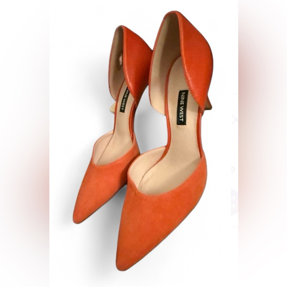 Nine West Orange Bellini Heels Suede and Leather Size 7.5